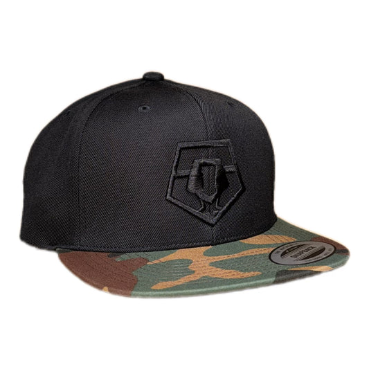 TIS Snap Back Black & Camo Cap (Black Logo)